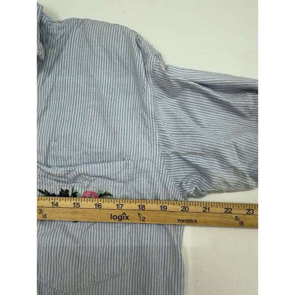 New York Aspects Womens Shirt Size Medium Blue Striped Button Up Long Sleeve VTG - Picture 8 of 13